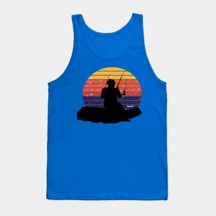 Kitesurfer Surfing The Wave Artistic Silhouette Retro Sunset Tank Top